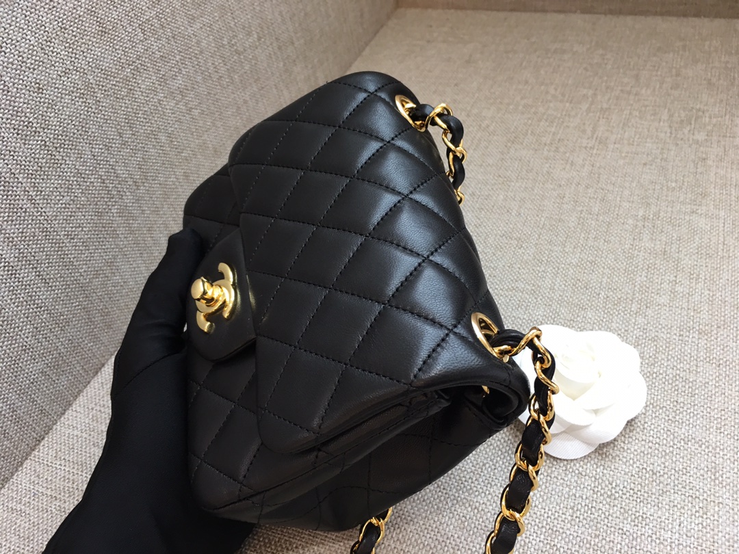 Mini Classic Flap Lambskin Bag A01115 Black/Gold